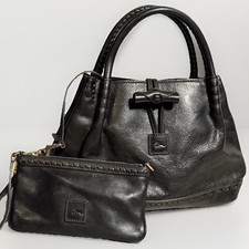 VTG Dooney & Bourke AWL Expandable Shoulder Bag Set Black Toggle Whip-Stitch 90s picture