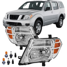2008-2012 Nissan Pathfinder Chrome Headlights Pair w/ Bulbs picture