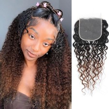 DSEKCAIN T1B/2/30 Ombre Water Wave 5x5 Lace Closure 100% Real Human Hair 14 Inch picture