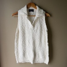 Vintage Mademoiselle Cream Textured Collared Sweater Vest picture