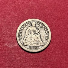 (1) Beautiful Antique 1857-O Seated Liberty Half Dime CHOICE VG-VERY GOOD picture