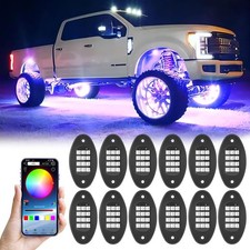 12 Pods RGB LED Rock Lights, Wireless Bluetooth Remote & Key Fob Underbody Light picture