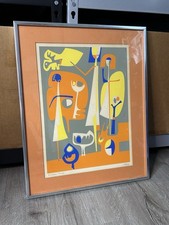 Mid Century Original Serigraph Graphic by Artist Susan Perea Picnic Numbered MCM picture