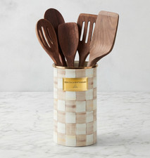 MacKenzie-Childs Mocha Check Utensil Holder, NEW picture