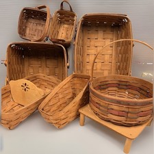 1990s Vintage Longaberger Baskets Vegetable Bread Crisco Riser Square Pie Maple picture