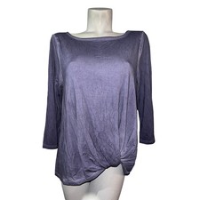 New Cupio Women Size L Lavender Grey Twist Front Knot 3/4 Sleeve Top Large NWT picture