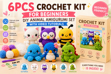 6PCS Crochet Kit for Beginners Animal Amigurumi DIY Craft Set w/ Videos picture