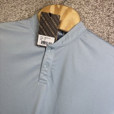 NWT Swannies Golf Polo Shirt Mens Medium Blue Krause Band Blade Collar Stretch picture