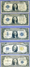 3 FUNNY BACK Silver Cert's + MINI RADAR # 00052825 $10 1934A North Africa + STAR picture
