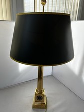Vintage California State University Long Beach Brass Table Lamp Black Gold Shade picture