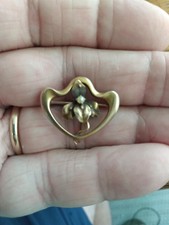 Vintage 10K Art Nouveau Victorian Floral Brooch Watch Pin With  Pearl  picture