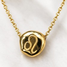 Vintage MSCO 14K Yellow Gold Leo Zodiac Slide Necklace 18