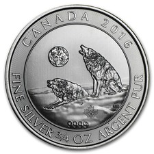 2016 Canada 3/4 oz Silver Howling Wolves BU picture