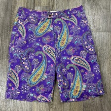 Loudmouth Golf Shorts Mens 34 Paisley Print Stretch Flat Front Purple picture