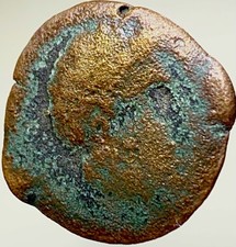 Ancient Bronze Celtic Coin 200BC-151BC Castulo Sphinx Iberian Oretani People picture
