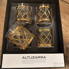 Altuzarra 18K Gold Lattice Diamond Double Old Fashioned Glasses 3.5