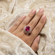 Opulent Magenta Pink Tourmaline Oval 9.05Ct 925 Sterling Silver Rose Gold Rings picture