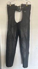 Harley-Davidson Women’s Leather Motorcycle Chaps Black Size Small Excellent Cond picture