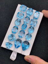 Natural Swiss Blue Topaz Lot Faceted Jewelry Making 300 Ct 16 Pcs Loose Gemstone picture