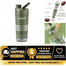 VALESKA 24oz Insulated Protein Shaker Bottle Stainless Steel Leak Proof Green picture