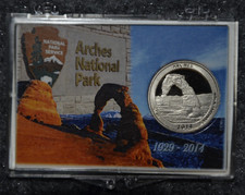 2014-S Clad Proof Arches National Park Quarter 25C w/ 2x3 Snaplock Case picture
