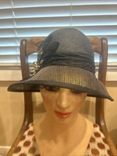 Louise Green Black Straw Cloche Hat With Velvet And Sequin Accent picture