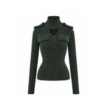 Bottega Veneta Salon 02 Runway Military Ribbed Cutout Sweater Olive Daniel Lee picture