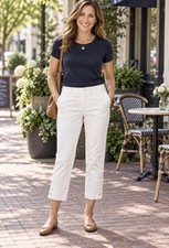 Talbots Perfect Crop Curvy Mid Rise Chino Pants White  Cotton Spandex Sz 2P picture