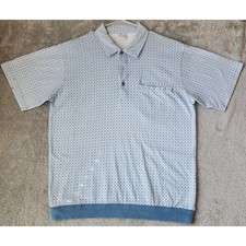 Haband Casual Joe Polo Shirt Mens Medium Blue White Medallion Banded Bottom picture