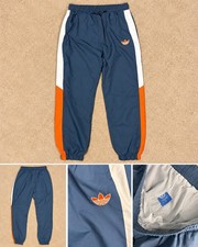 Vintage Adidas Trefoil Windbreaker Pants Mens XL 80s 90s Blue Orange Nylon picture