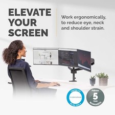 BLACK - FELLOWES PLATINUM SERIES TRIPLE MONITOR ARM FOR 27-INCH MONITORS, FULL picture