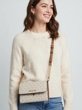 Michael Kors Cream Logo Crossbody with Brown Strap picture