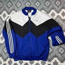 Vintage Adidas Colorblock Track Jacket Mens Large Blue Black White 3-Stripe picture