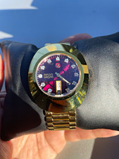 Rado DiaStar Quartz Purple Dial Diamond Markers Day/Date Gold Bracelet Box picture