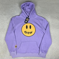 Drew House Hoodie Mens Medium Purple Smiley Face Mascot Logo Pullover Fleece picture