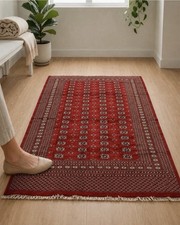 Pakistani Turkoman Bokhara Rug 6x9 Vintage Handmade Oriental Carpet Red Tribal picture