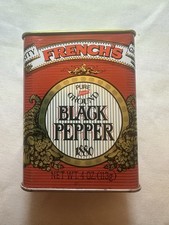 VTG French's Black Pepper Spice Tin COIN BANK Promotion Advertising Rochester NY picture