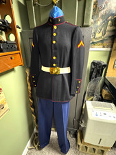 WWII USMC Dress Blues Uniform Tunic Jacket Trousers Pants Belt named & IDed KIA picture