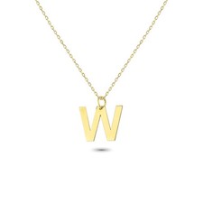Glorria 14k Solid Gold W Letter Necklace picture