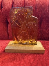 Ultra Rare Vintage Blenko Holy Family Amberina Plaque By Don Shepard Glows 11” picture