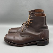 Handmade Civil War Reenactment Boots Mens Size 12 Brown Leather Cap Toe Lace Up picture