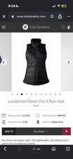 Lululemon Down For A Run Vest Women's 6 Black Puffer Quilted Insulated Running picture
