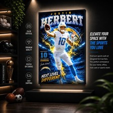 Justin Herbert Chargers Fan Poster or Canvas - Justin Herbert Chargers Wall Art picture