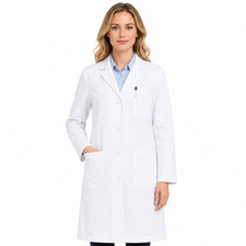 HEEDFIT Panda Uniform Women's White Lab Coat 3 Pocket Student Science Doctor picture