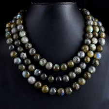 3 Strand Round Shape Amazing Labradorite 1489.00 Cts Beaded Necklace VK 26 E668 picture