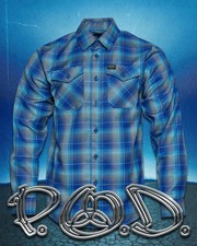 DIXXON P.O.D. Satellite Flannel Men's Blue Gray Plaid Collaboration Shirt picture