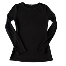 Whimsigoth Women's M Ribbed Rayon Stretch Soft Long Sleeve Black Fitted Top Goth picture