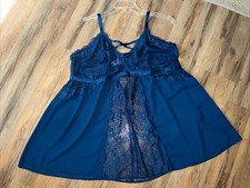 Torrid GlamLace StrappyBling Babydoll Nightie Sz 4 ESTATE BLUE Polyblend NWT $65 picture