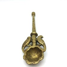 Ornate Brass Havan Puja Spoon with Parrots Decoration Handmade 7.5