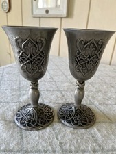 Set Of 2 Carson Pewter Goblet Chalice Cup Forevermore Gothic 7” Vintage 1996 picture